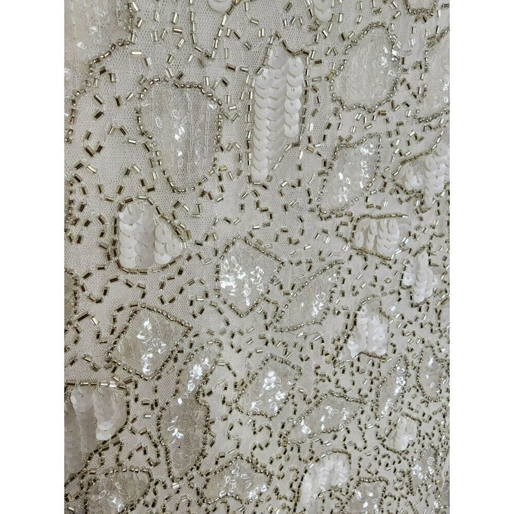 Mac Duggal Embellished Beaded Gown W/ Slight Brush Train White 10814 Size 2 New - Picture 4 of 9